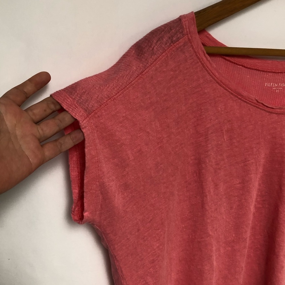 Eileen Fisher Pink Ribbed 100% Linen Top Women’s Size XS - Picture 4 of 9